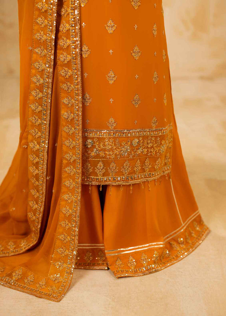 Riwayat by Eileen Pret Embroidered Chiffon 4 Piece Suit C16-Omaira Mahndi - Festive Collection