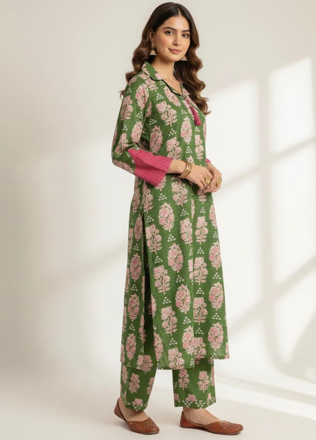 Tosheeza Saith Women Pret Printed Khaddar 2 Piece Green Suit - Winter Collection