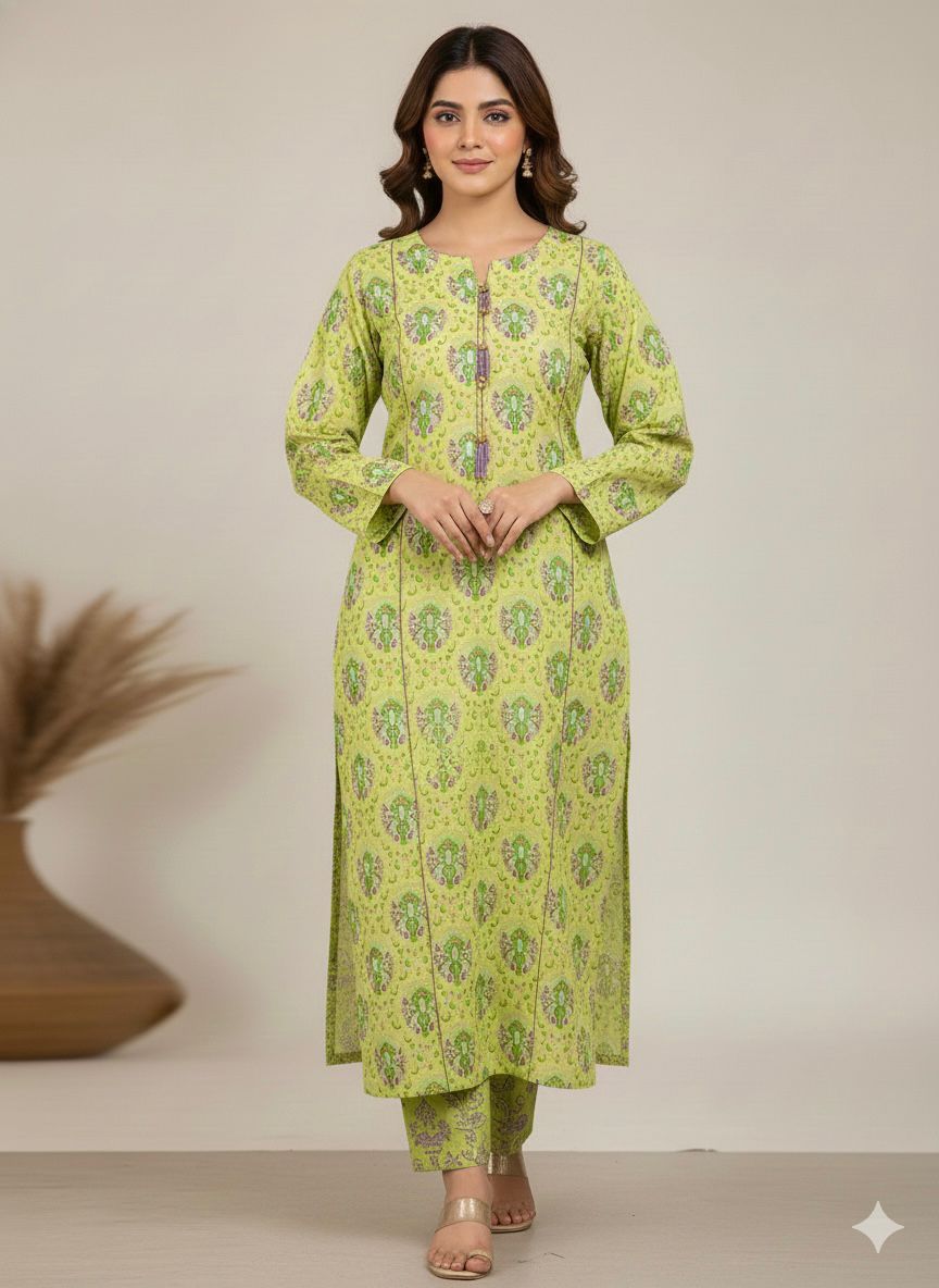 Tosheeza Saith Women Pret Printed Khaddar 2 Piece Green - Winter Collection