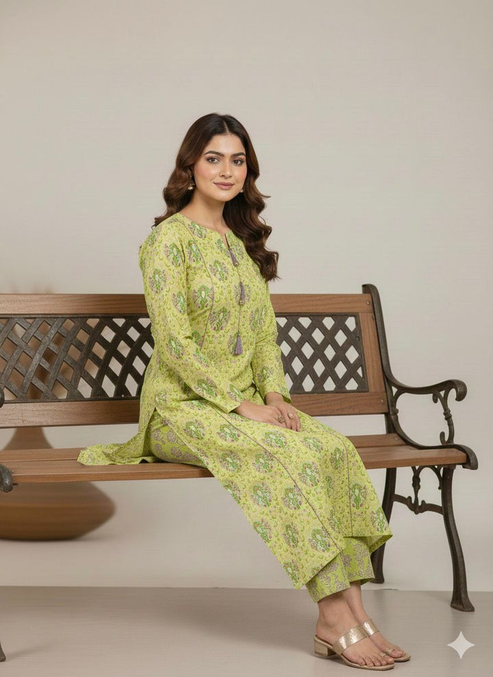 Tosheeza Saith Women Pret Printed Khaddar 2 Piece Green - Winter Collection