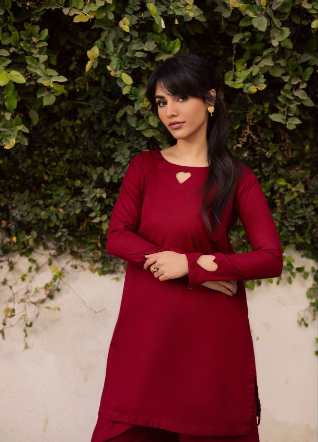 Tosheeza Saith Women Pret Solids Khaddar 2 Piece Maroon - Winter Collection