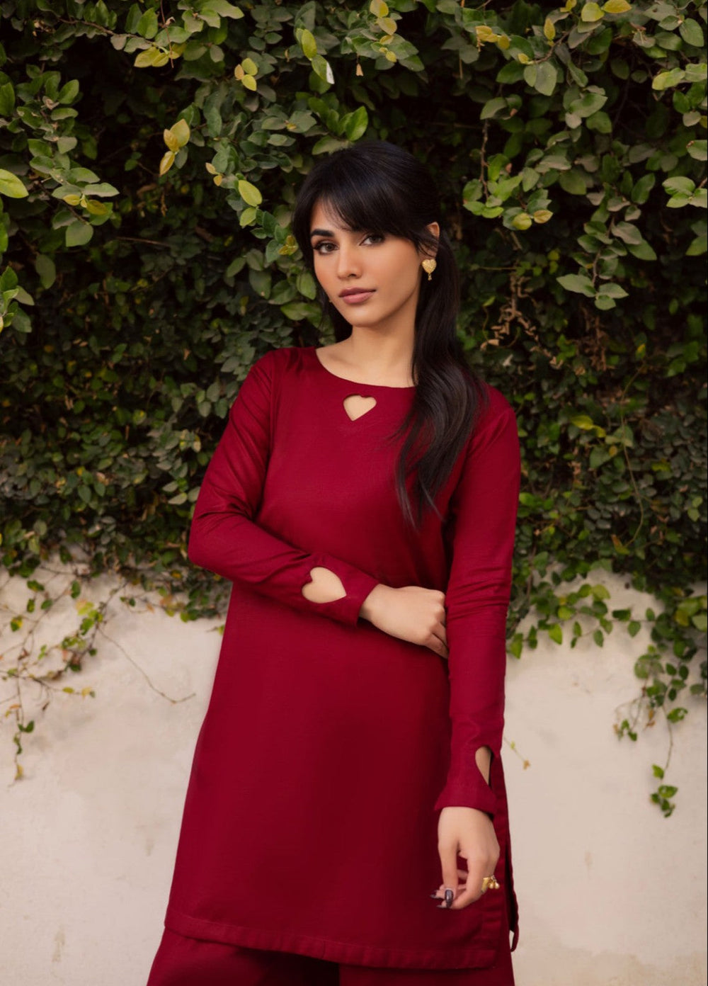 Tosheeza Saith Women Pret Solids Khaddar 2 Piece Maroon - Winter Collection