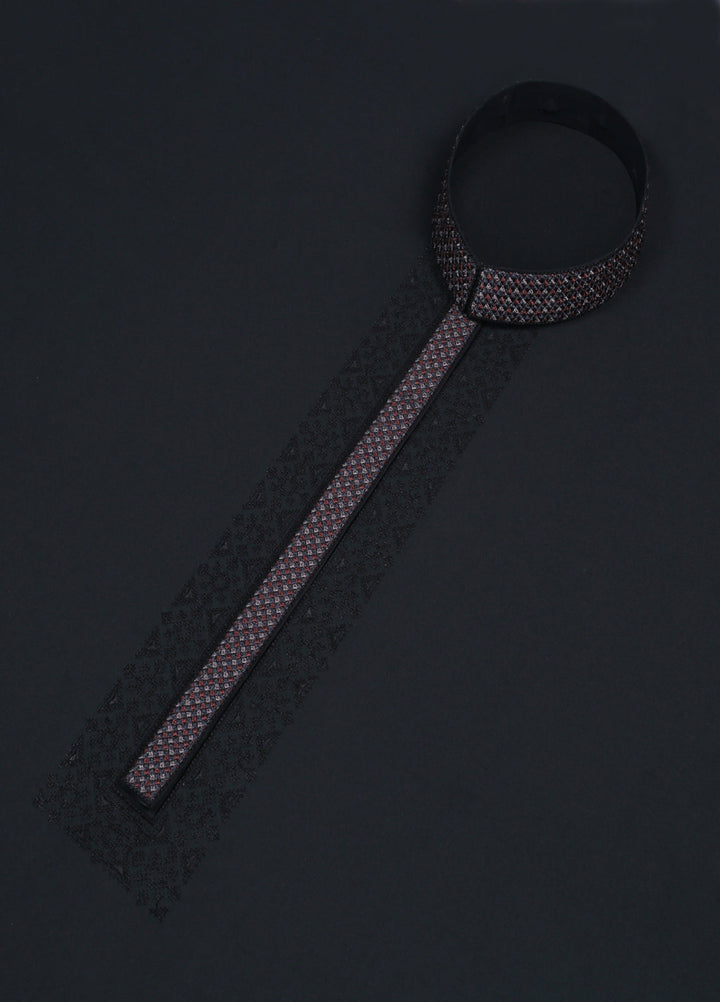 Monochrome by Fabrich Mens Unstitched Embroidered Cotton Kameez Shalwar GTS-FE-037 - Festive Collection