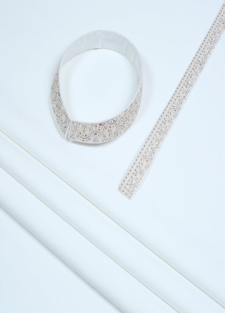 Monochrome by Fabrich Mens Unstitched Embroidered Cotton Kameez Shalwar GTS-FE-030 - Festive Collection