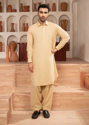 Alif by Buraq Online Mens RTW Solids Wash and Wear Kurta Shalwar Skin Collared - Casual Collection