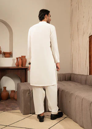Alif by Buraq Online Mens RTW Solids Wash and Wear Kurta Shalwar Ivory Ban - Casual Collection