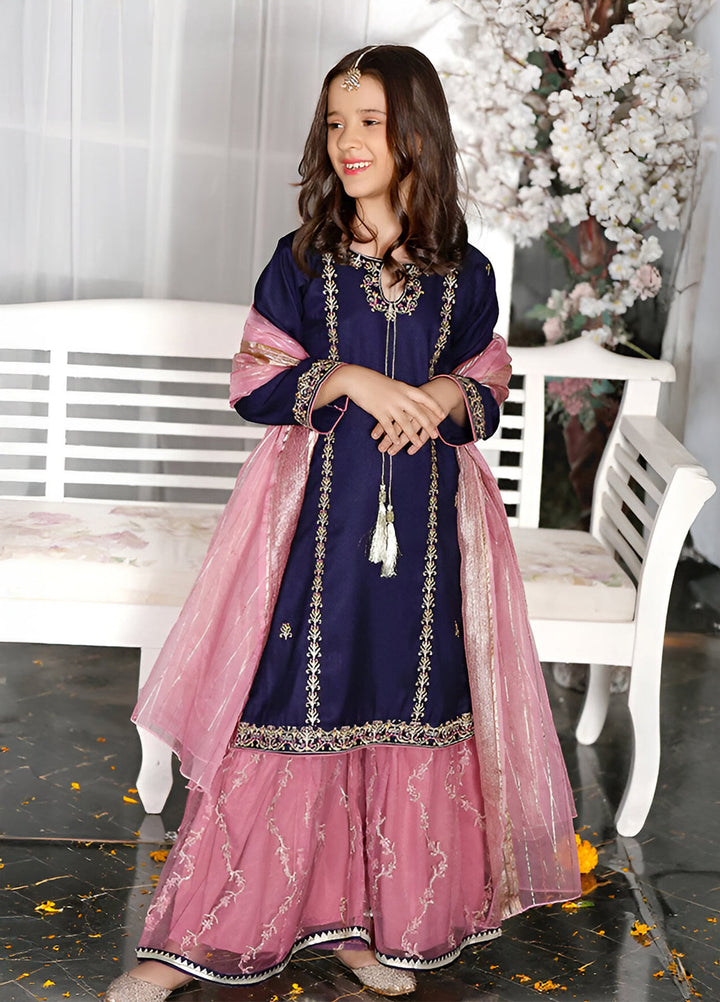 Modest Girls Pret Embroidered Rawsilk 3 Piece Suit Gulnoor - Wedding Collection