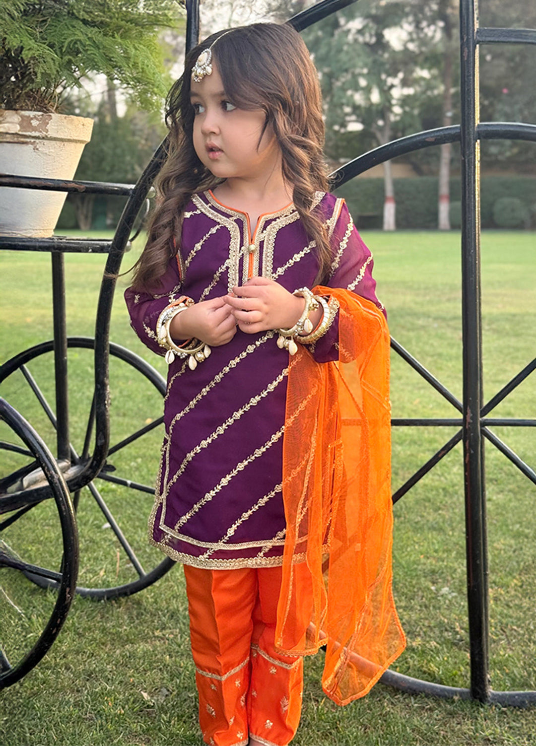 Modest Girls Pret Embroidered Chiffon 3 Piece Suit Purple Delight - Wedding Collection