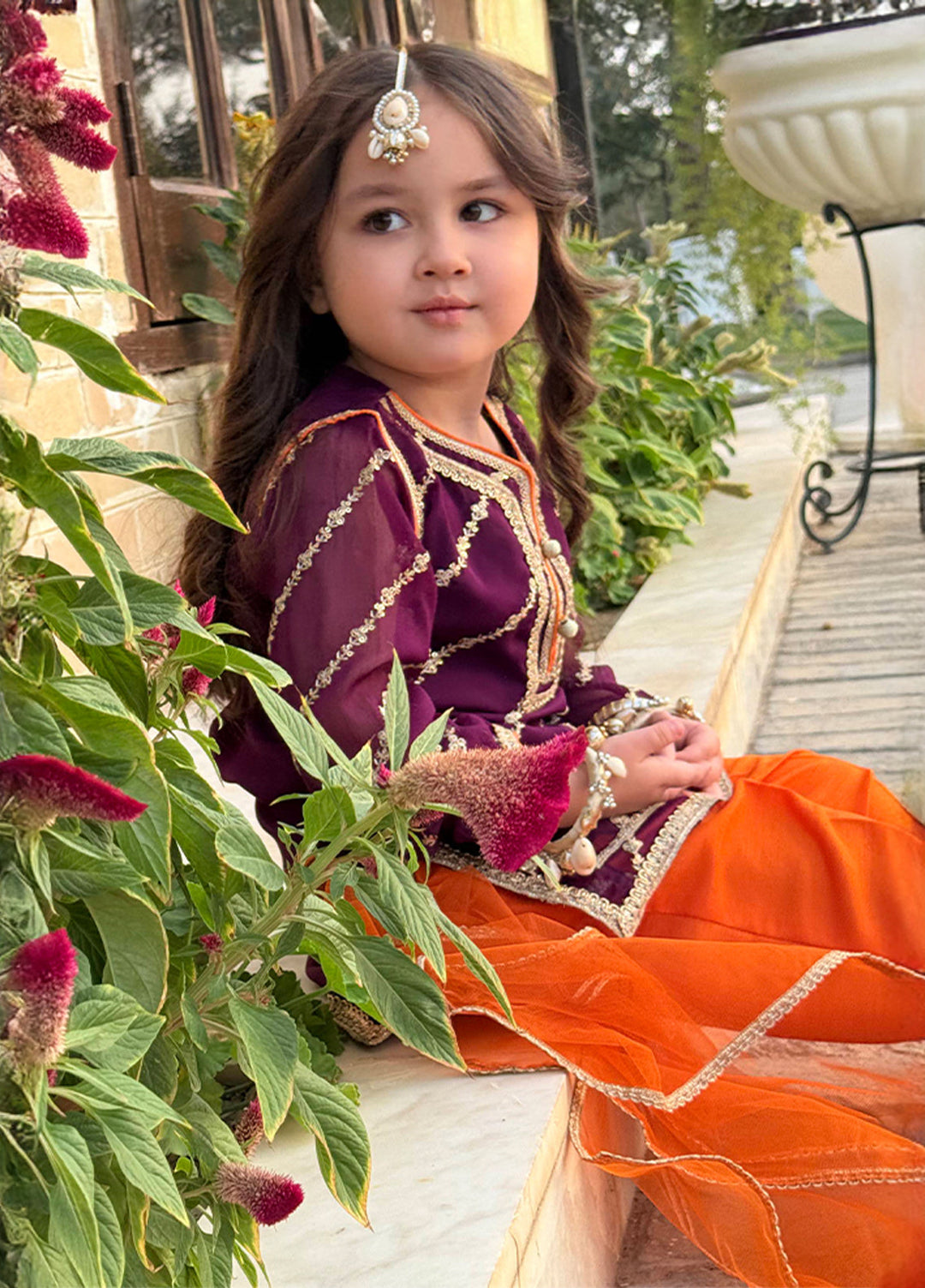 Modest Girls Pret Embroidered Chiffon 3 Piece Suit Purple Delight - Wedding Collection