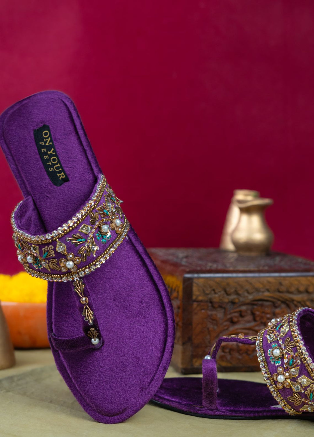 On Your Feets Women Hand work Footwear Purple Amethyst Noor - Kolhapuri Collection