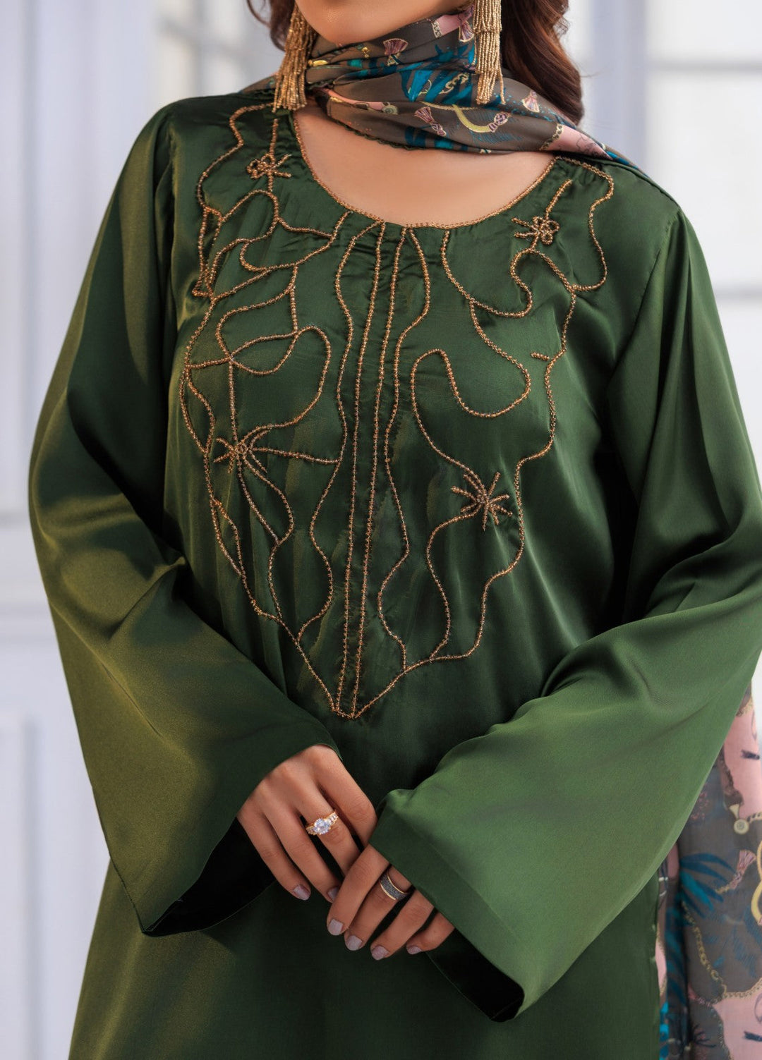 Afreen Sublimation by Huma Gul Pret Silk Hand work 3 Piece Suit HG-501 Verdia - Festive Collection