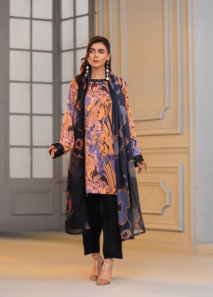 Afreen Sublimation by Huma Gul Pret Silk Hand work 3 Piece Suit HG-502 Naqsh - Festive Collection