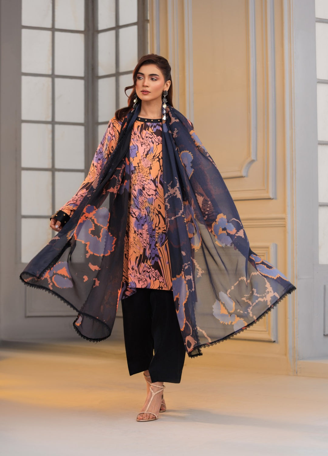 Afreen Sublimation by Huma Gul Pret Silk Hand work 3 Piece Suit HG-502 Naqsh - Festive Collection