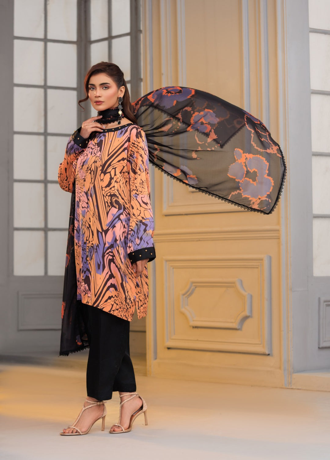 Afreen Sublimation by Huma Gul Pret Silk Hand work 3 Piece Suit HG-502 Naqsh - Festive Collection