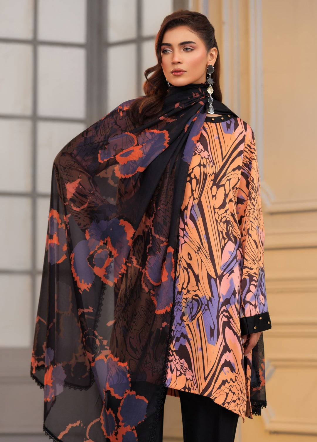 Afreen Sublimation by Huma Gul Pret Silk Hand work 3 Piece Suit HG-502 Naqsh - Festive Collection