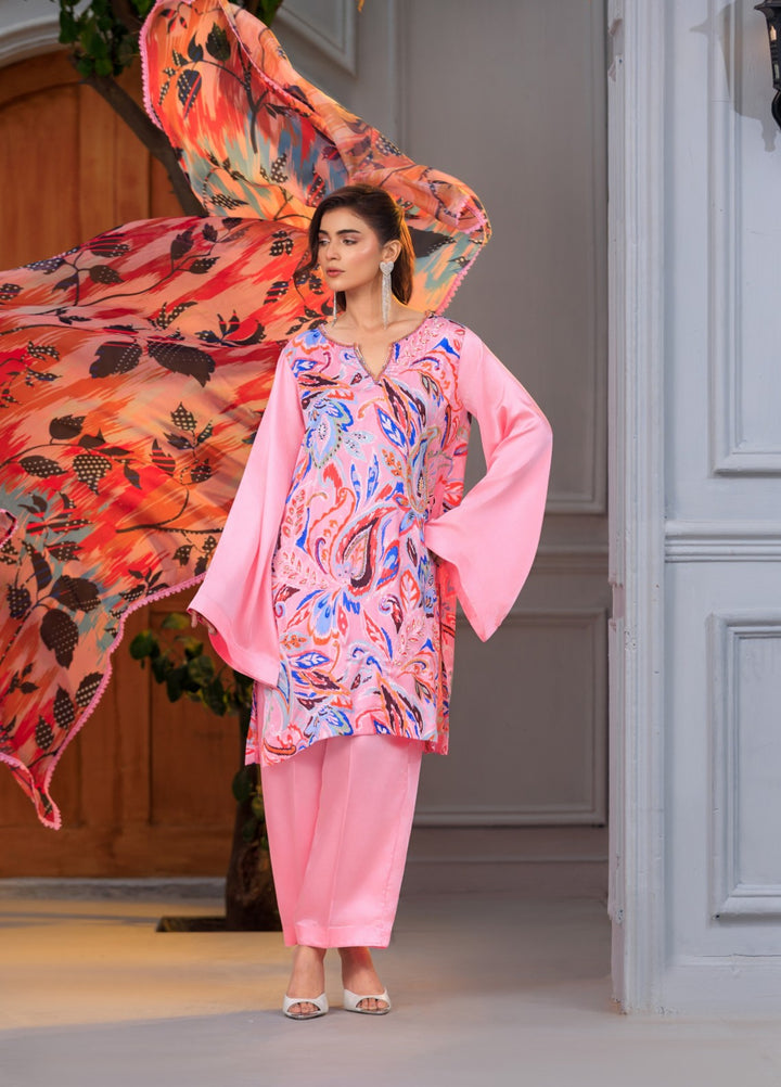 Afreen Sublimation by Huma Gul Pret Silk Hand work 3 Piece Suit HG-503 Izza - Festive Collection