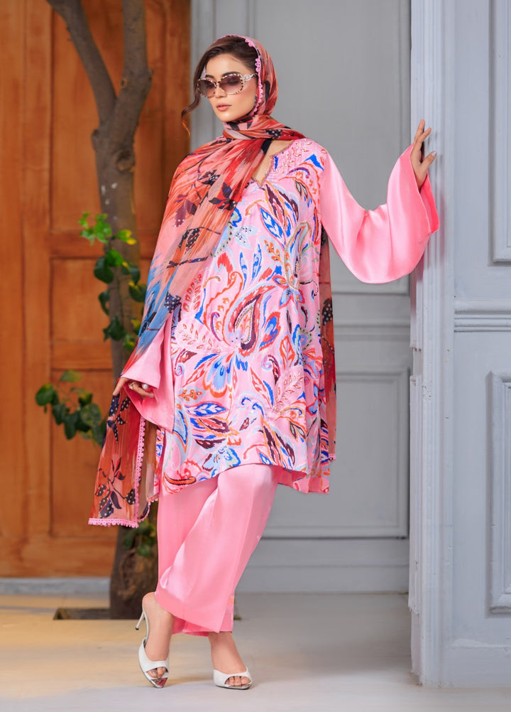 Afreen Sublimation by Huma Gul Pret Silk Hand work 3 Piece Suit HG-503 Izza - Festive Collection