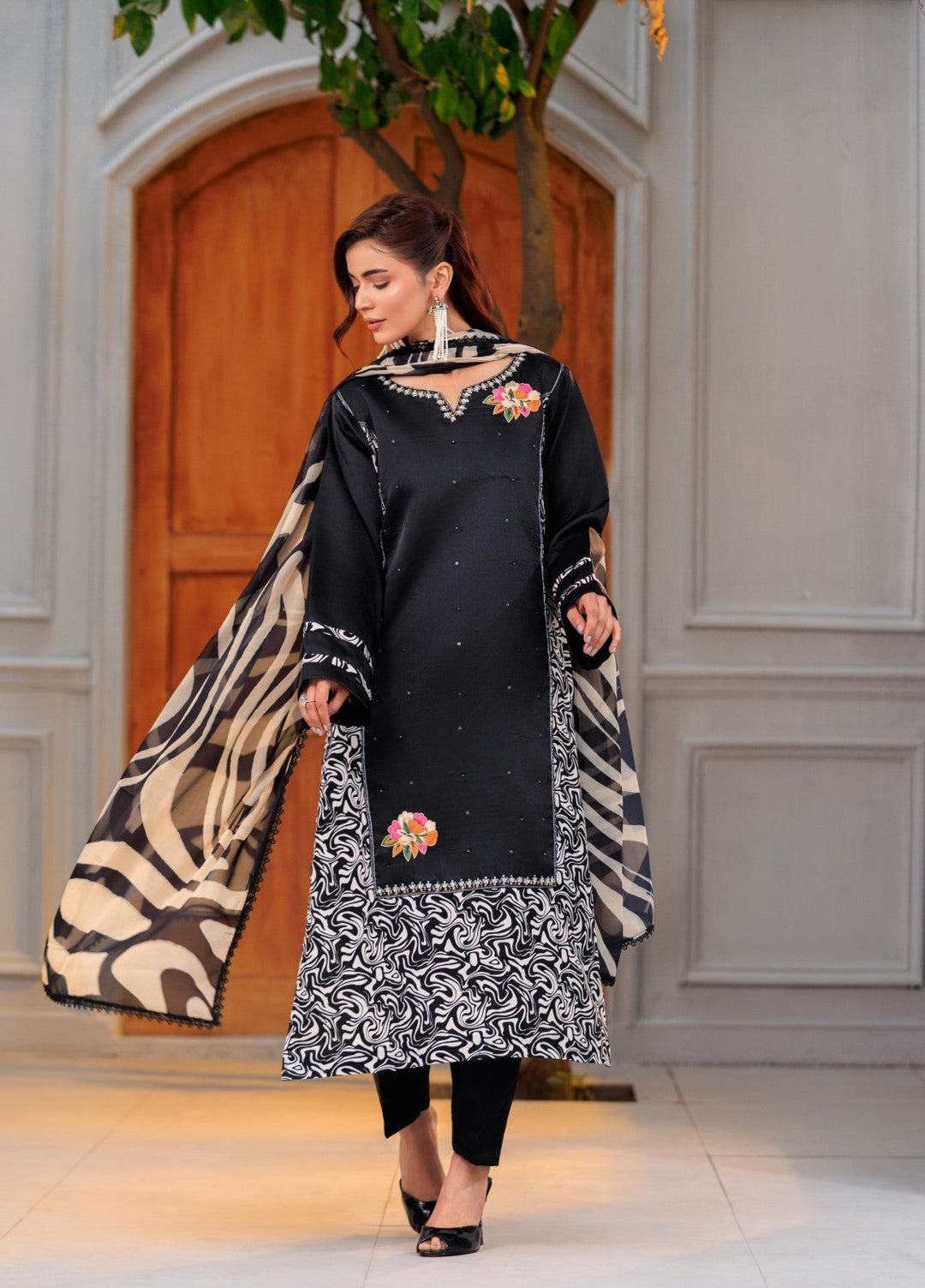 Afreen Sublimation by Huma Gul Pret Silk Hand work 3 Piece Suit HG-504 Suroor - Festive Collection