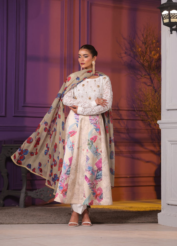 Afreen Sublimation by Huma Gul Pret Silk Hand work 3 Piece Suit HG-507 Qirat - Festive Collection