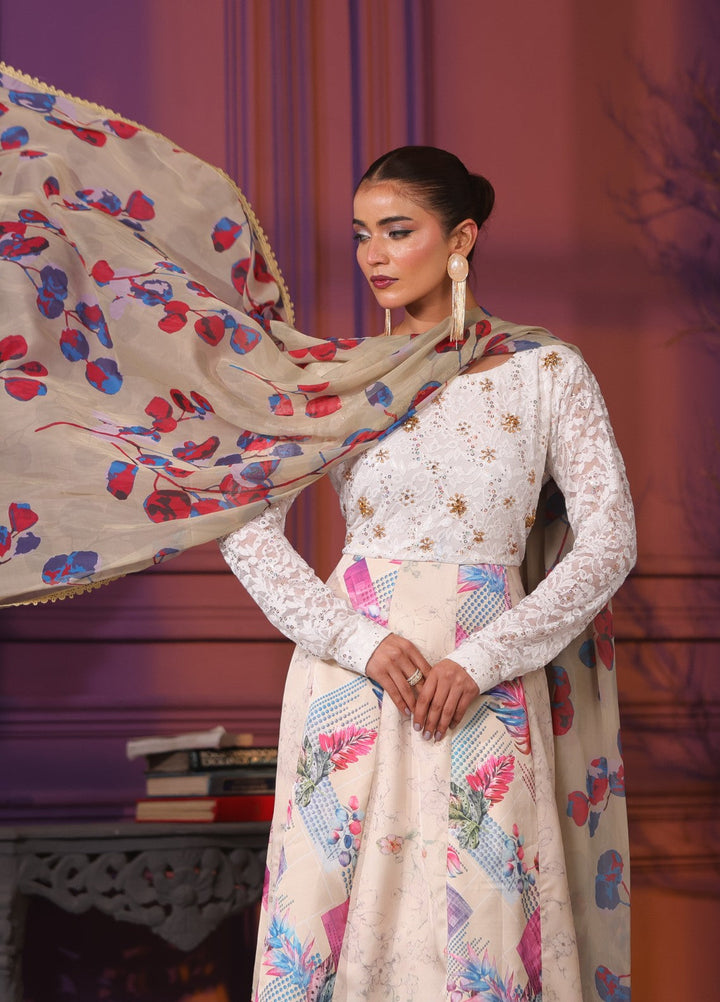 Afreen Sublimation by Huma Gul Pret Silk Hand work 3 Piece Suit HG-507 Qirat - Festive Collection