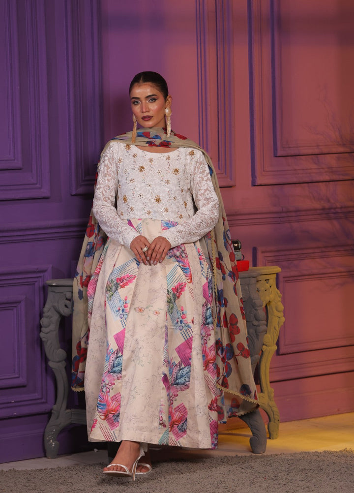 Afreen Sublimation by Huma Gul Pret Silk Hand work 3 Piece Suit HG-507 Qirat - Festive Collection