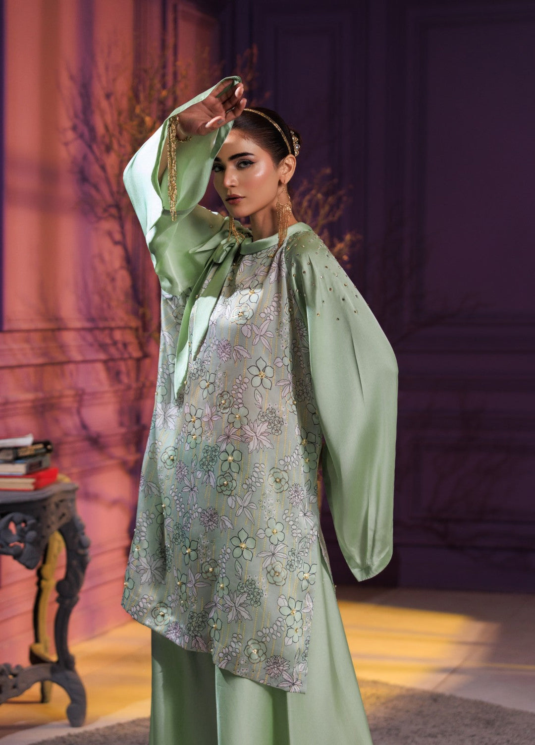 Afreen Sublimation by Huma Gul Pret Silk Hand work 2 Piece Suit HG-508 Suhana - Festive Collection