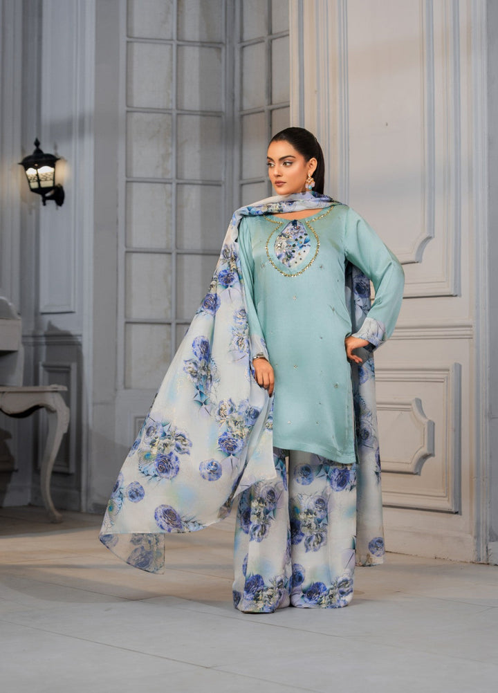 Afreen Sublimation by Huma Gul Pret Silk Hand work 3 Piece Suit HG-509 Sahar - Festive Collection