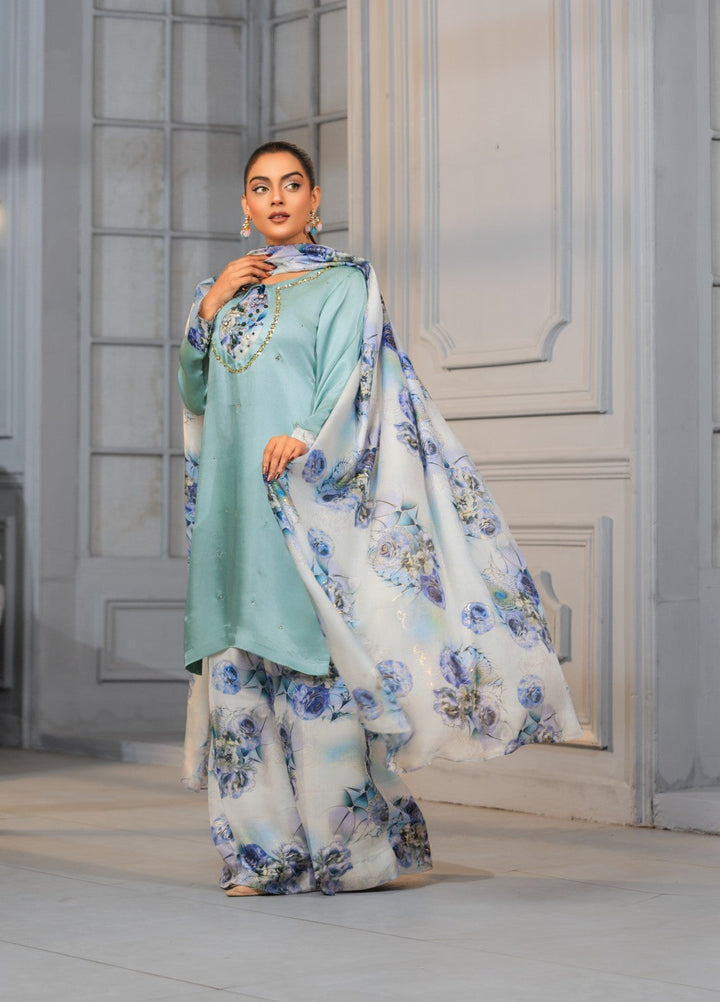 Afreen Sublimation by Huma Gul Pret Silk Hand work 3 Piece Suit HG-509 Sahar - Festive Collection