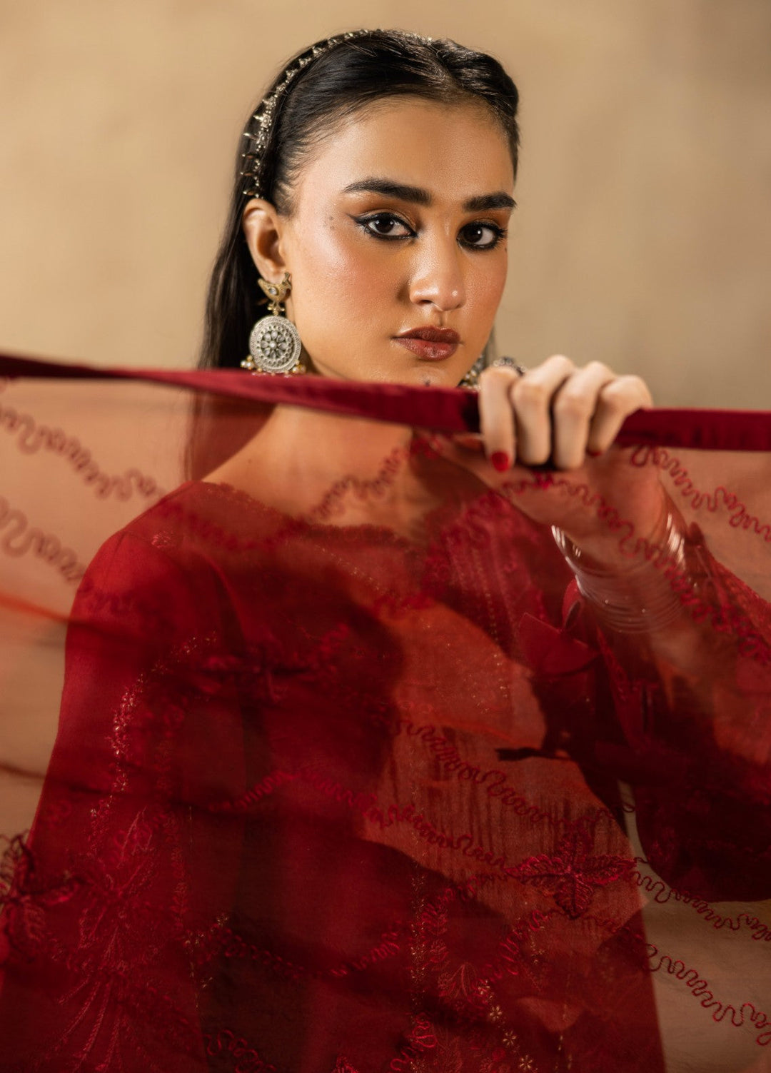 Ravish by Ruby Suleiman Unstitched Embroidered Lawn 3 Piece Suit Wine Glow - Festive Collection