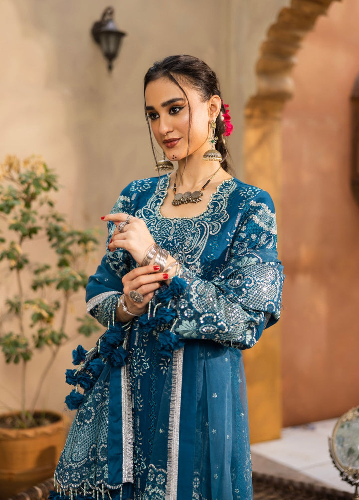 Ravish by Ruby Suleiman Unstitched Embroidered Lawn 3 Piece Suit Ocean Mist - Festive Collection