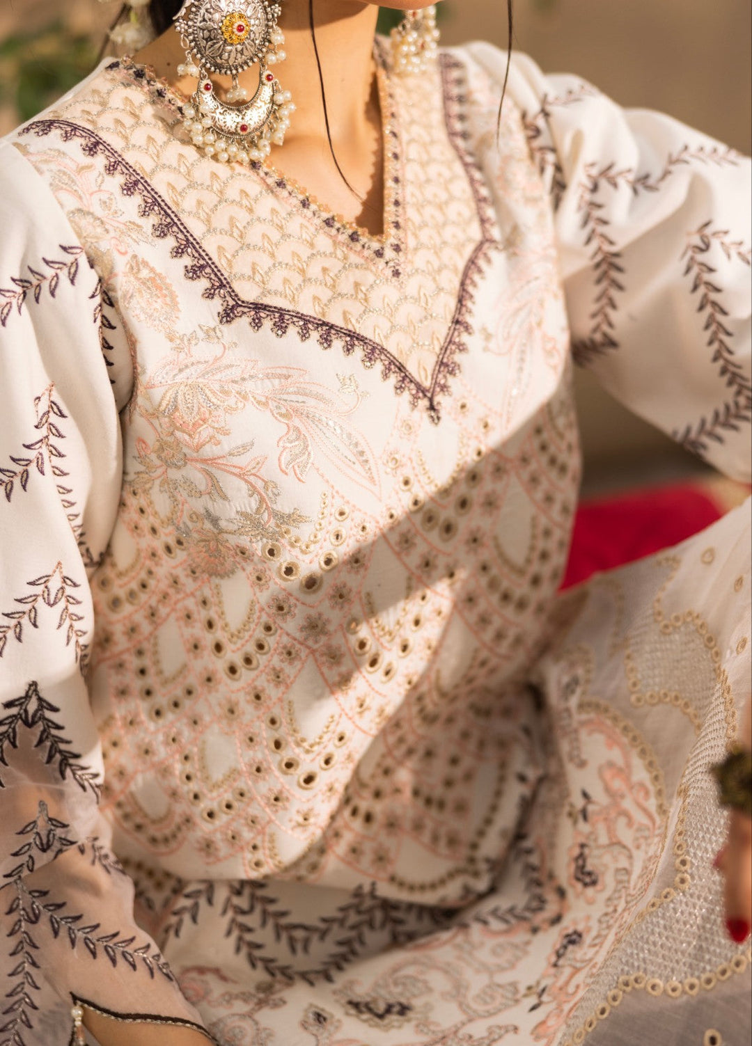 Ravish by Ruby Suleiman Unstitched Embroidered Lawn 3 Piece Suit Petals of Ivory - Festive Collection