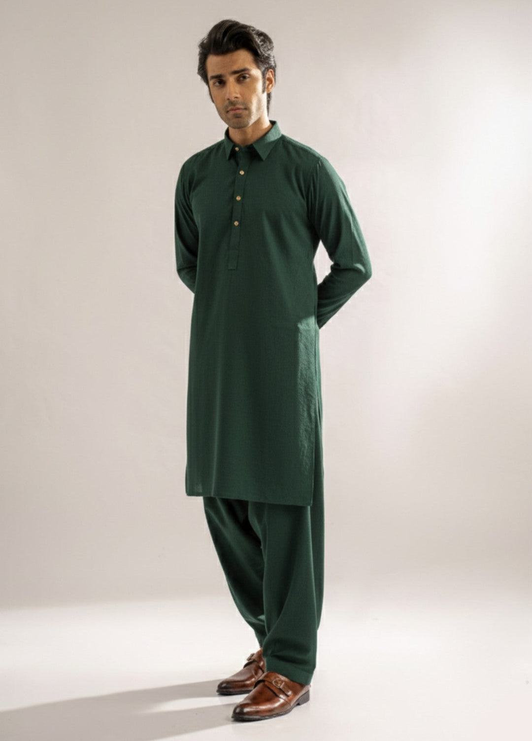 Dark green premium shalwar kameez