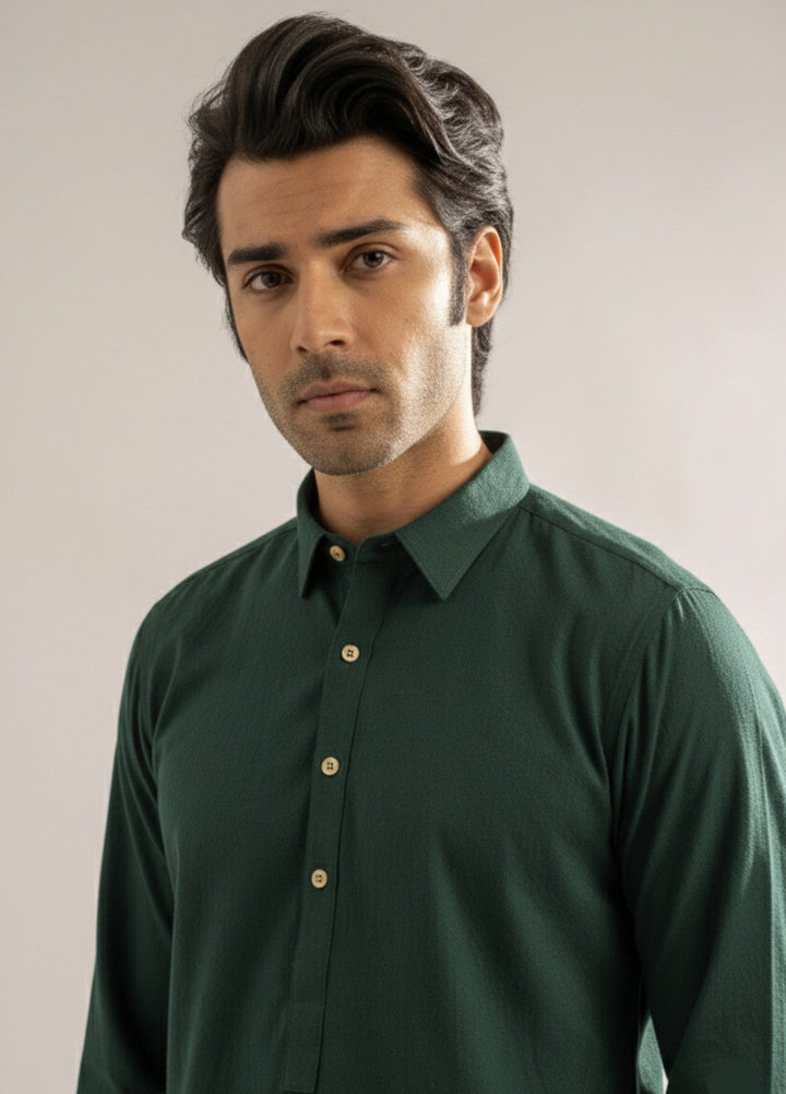 Dark green premium shalwar kameez