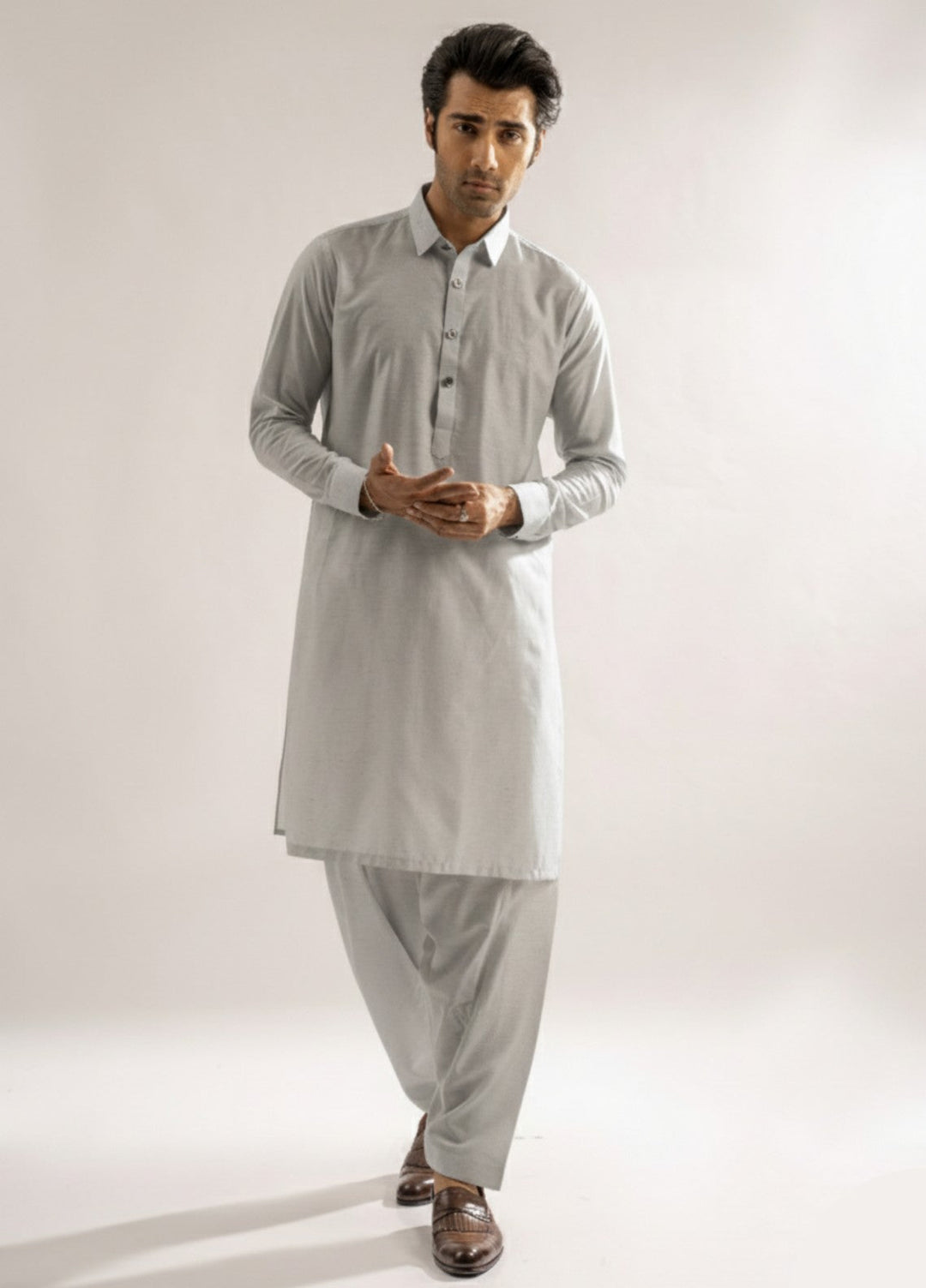 Light grey premium shalwar kameez