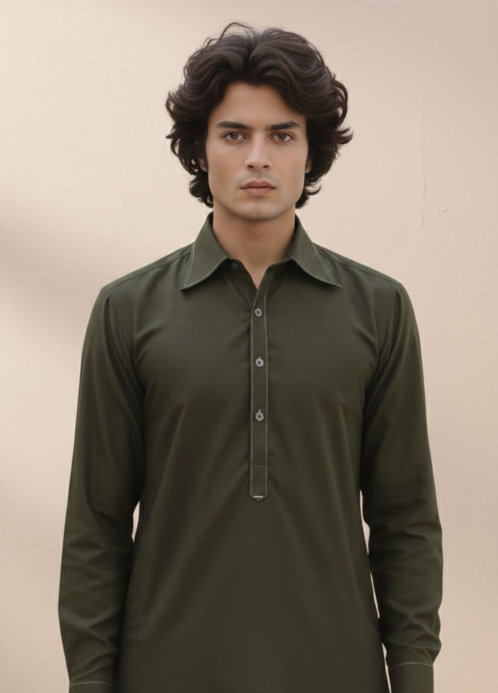 Olive green premium shalwar kameez