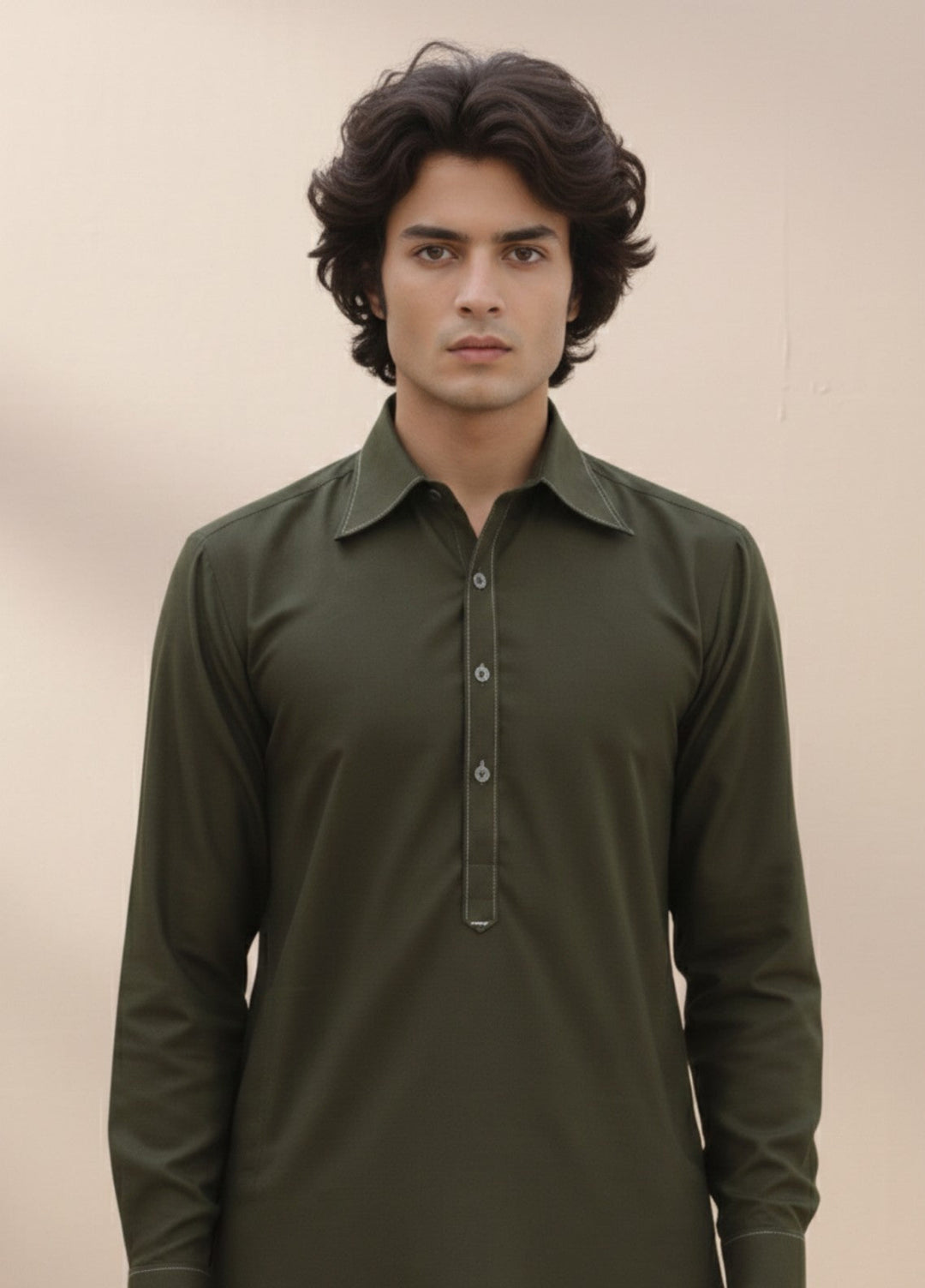 Olive green premium shalwar kameez