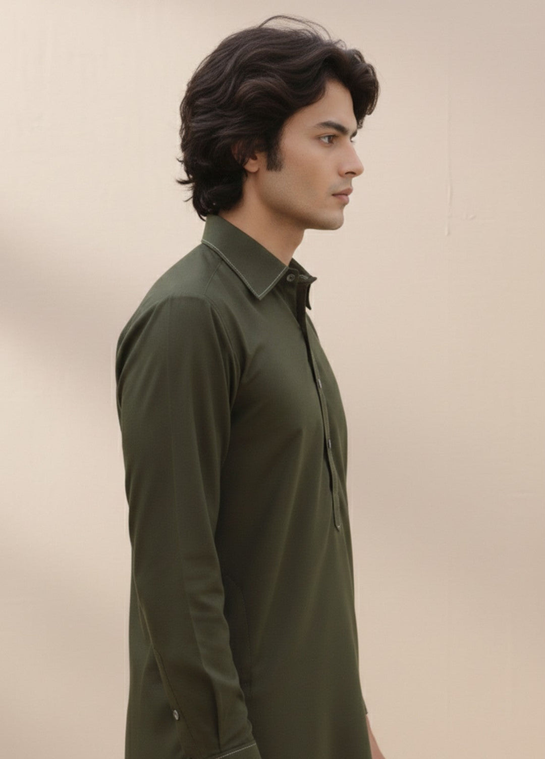 Olive green premium shalwar kameez