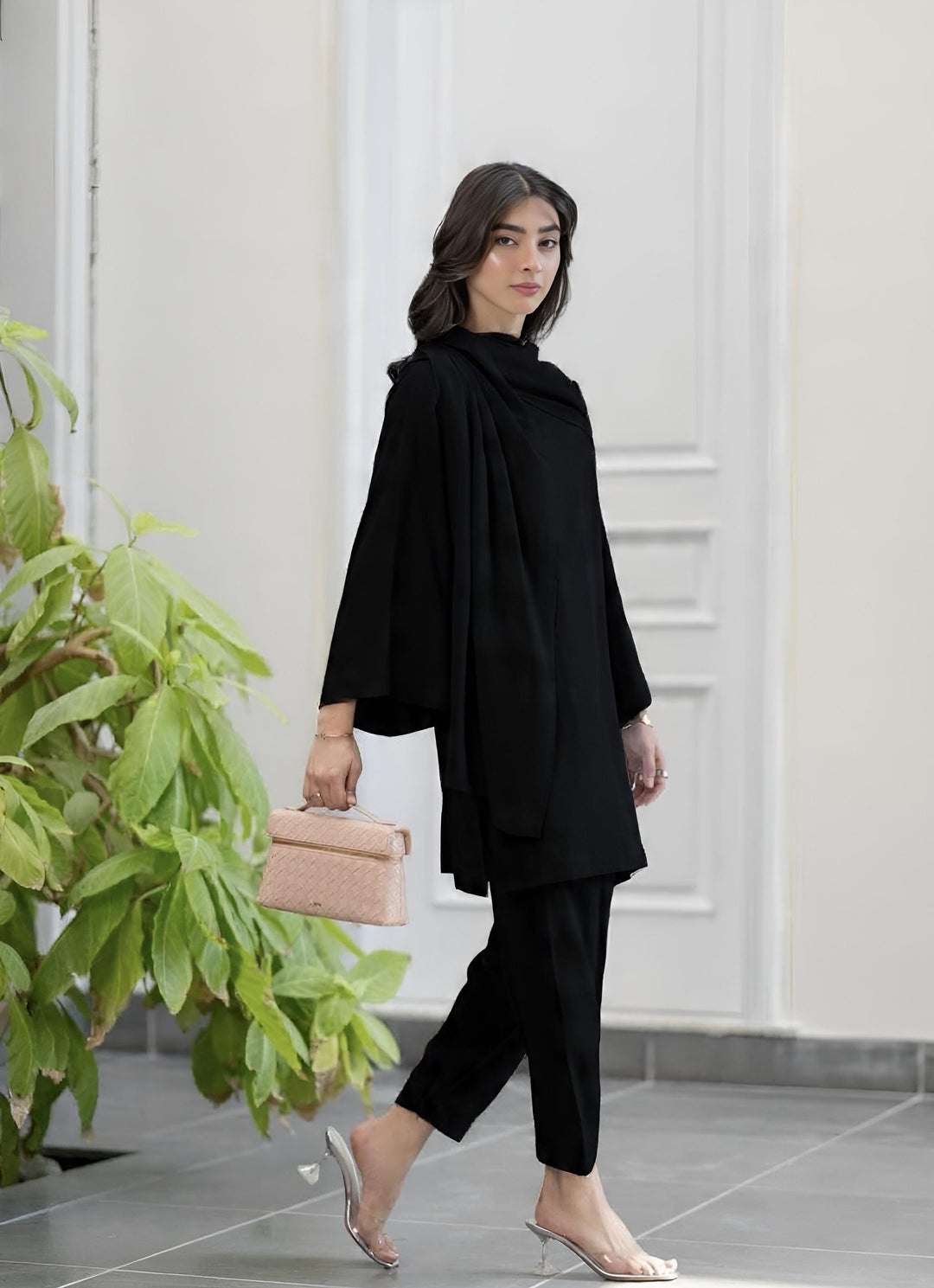 Misaal By Ayesha Somaya Pret Solids Linen 2 Piece 17051 Black Drape - Ramadan Collection