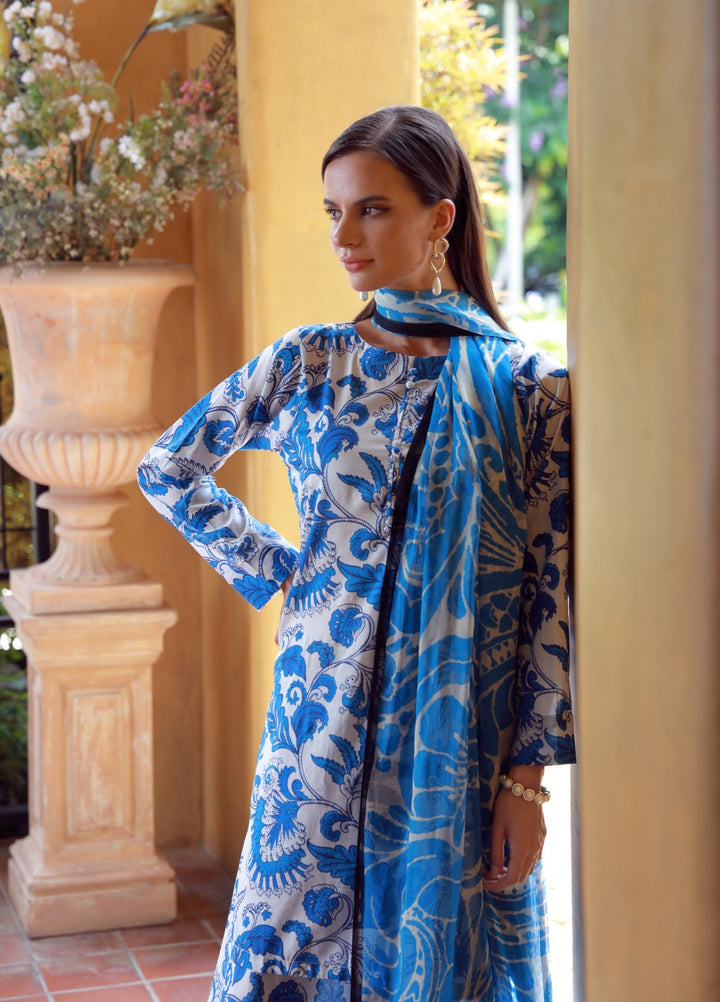 Stillness In Bloom By Feathers Printed Lawn 3 Piece Suit Marvina - Summer Collection