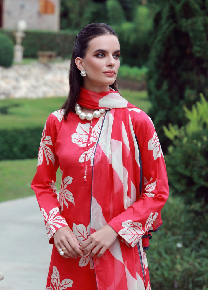 Stillness In Bloom By Feathers Printed Lawn 3 Piece Suit Vermilia - Summer Collection