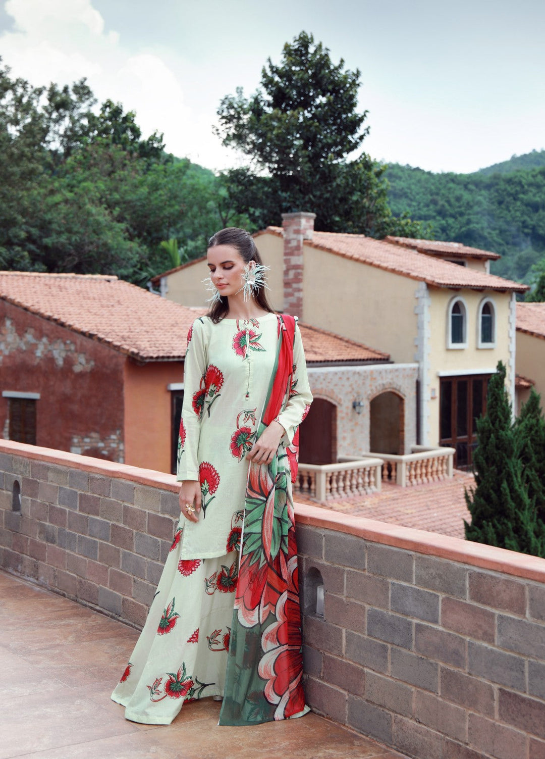 Stillness In Bloom By Feathers Printed Lawn 3 Piece Suit Floressa - Summer Collection