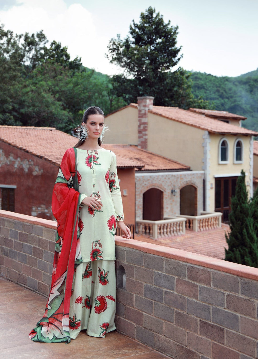 Stillness In Bloom By Feathers Printed Lawn 3 Piece Suit Floressa - Summer Collection