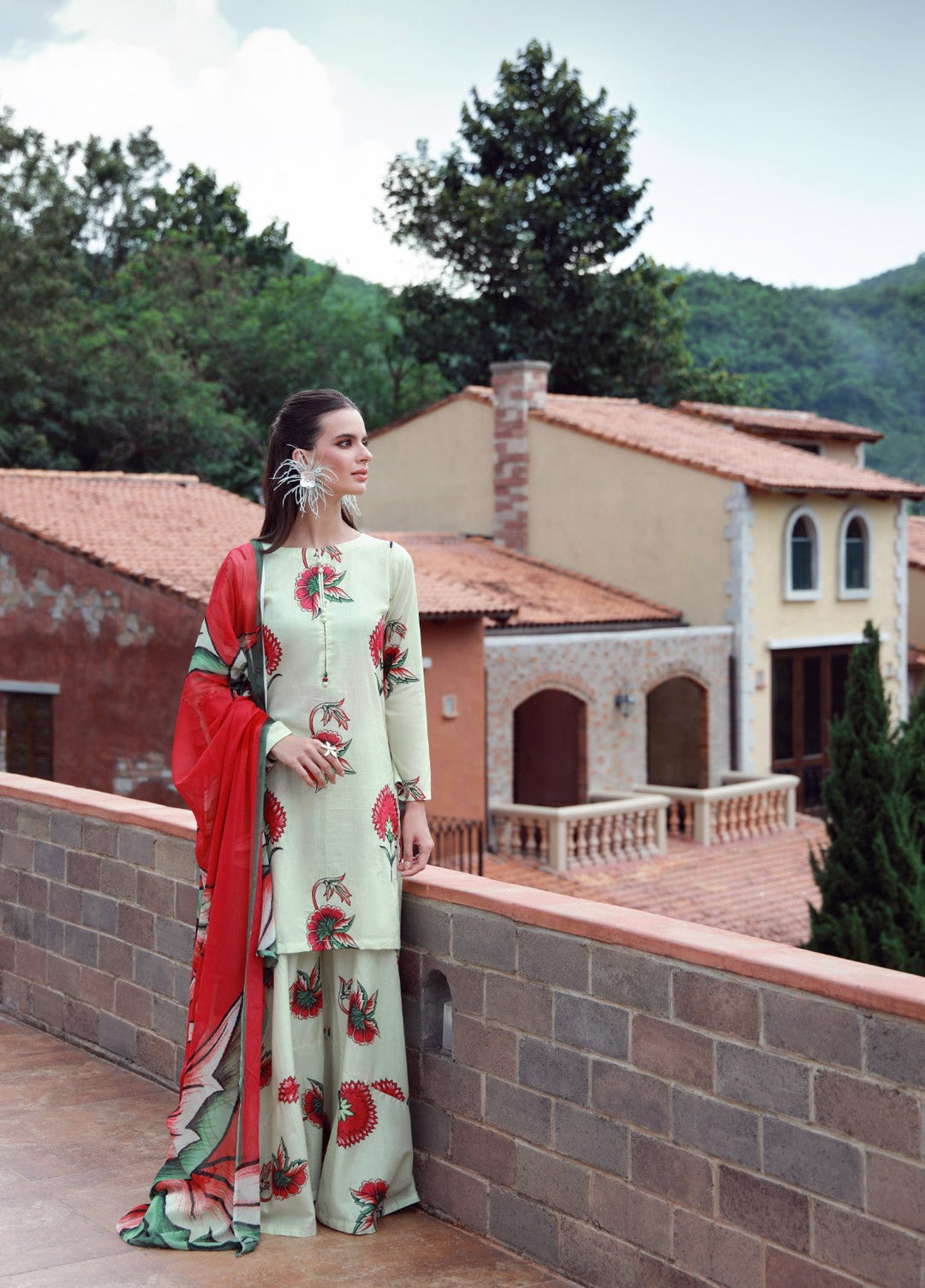 Stillness In Bloom By Feathers Printed Lawn 3 Piece Suit Floressa - Summer Collection