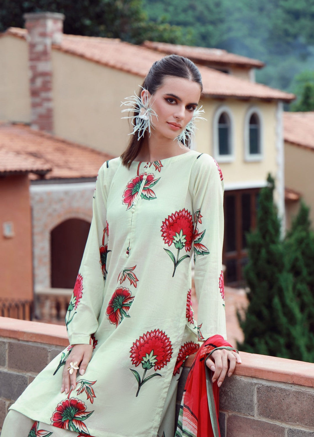 Stillness In Bloom By Feathers Printed Lawn 3 Piece Suit Floressa - Summer Collection