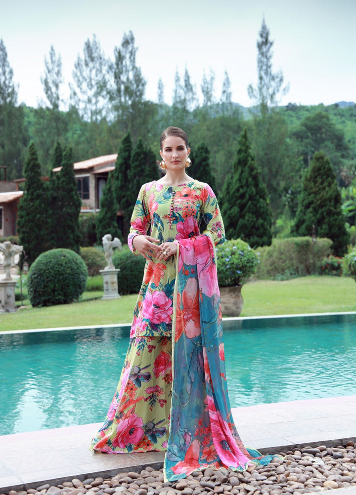 Stillness In Bloom By Feathers Printed Lawn 3 Piece Suit Huesyn - Summer Collection