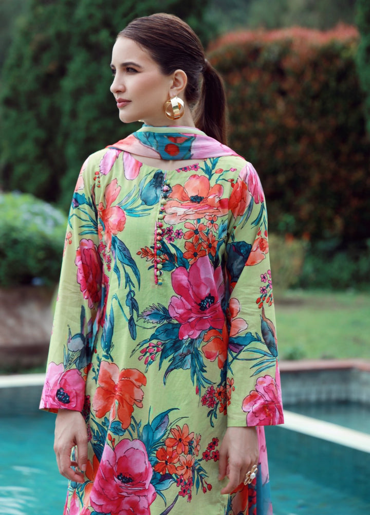 Stillness In Bloom By Feathers Printed Lawn 3 Piece Suit Huesyn - Summer Collection