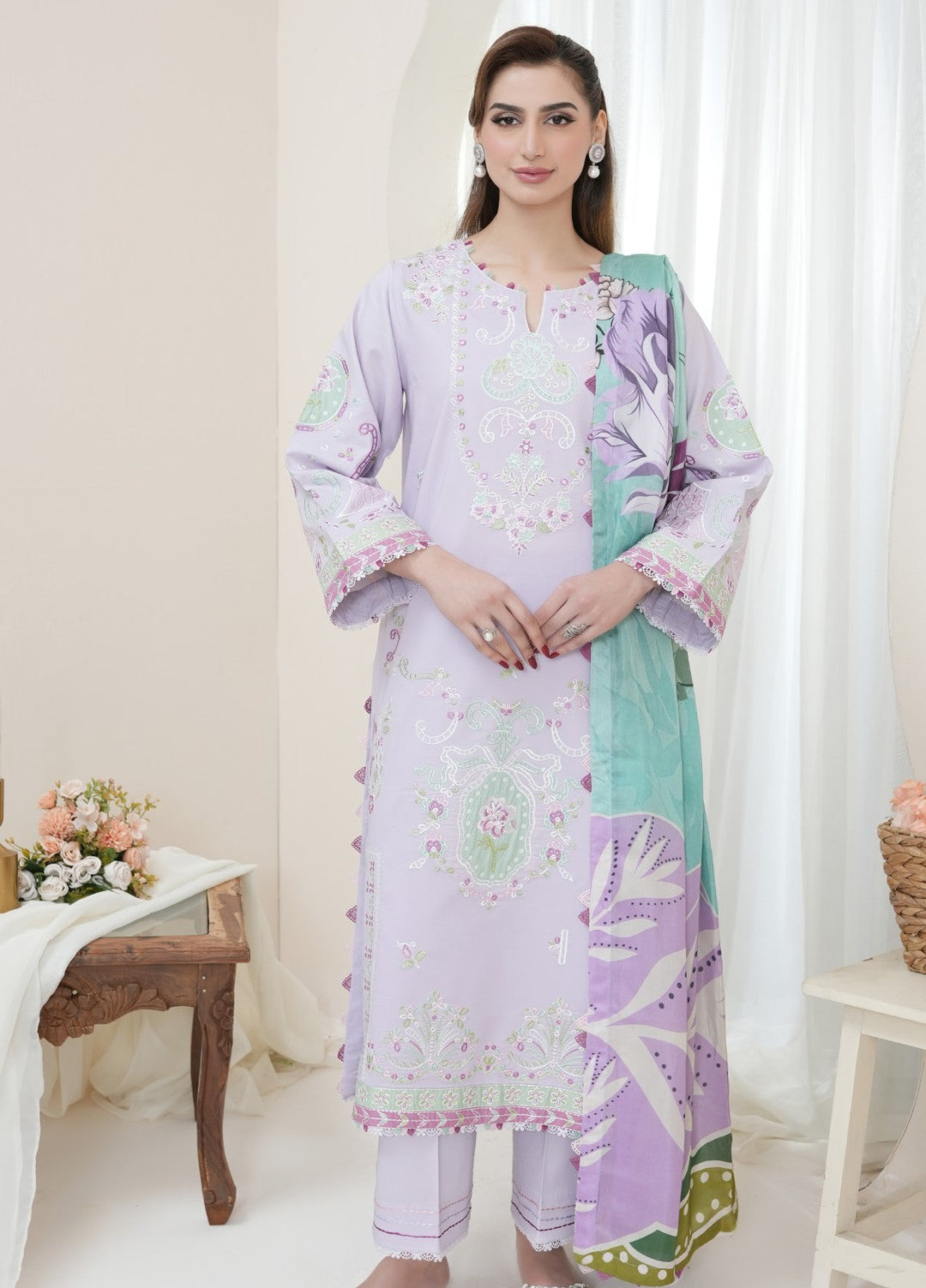 Atiya Irfan Women RTW Embroidered Lawn 3 Piece Suit SL-08 - Summer Collection