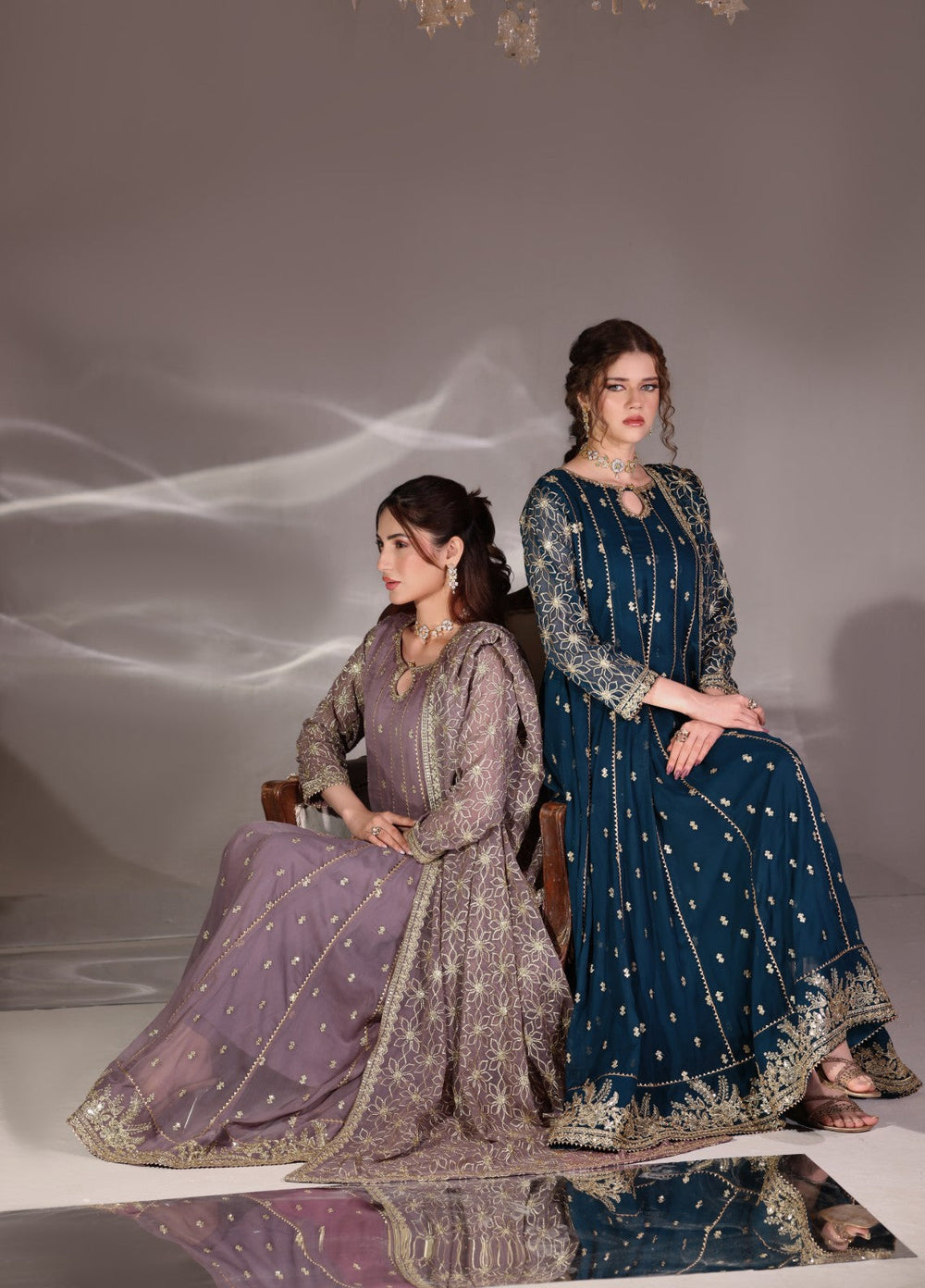 Unss Apparel Women Pret Embroidered Chiffon 3 Piece Suit Noor Peacock - Festive Collection