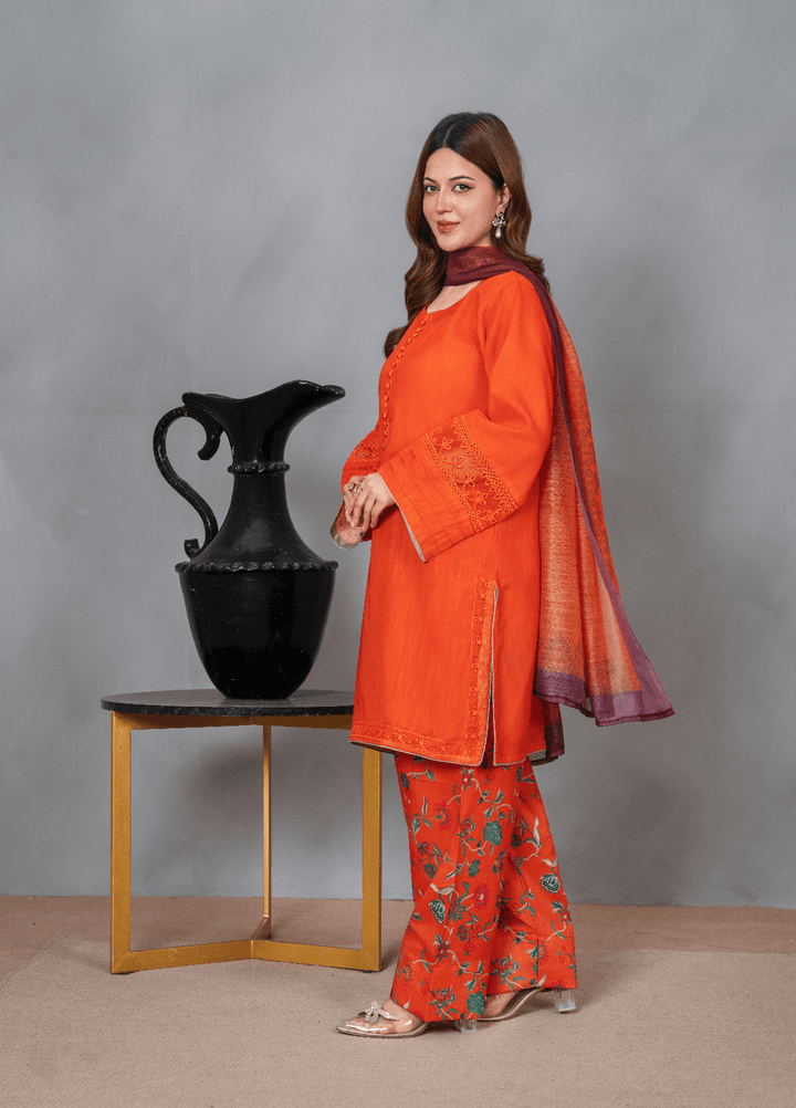 Fresh Fits by Haniya Mahnoor Women RTW Embroidered Raw Silk 3 Piece Suit Sahar - Casual Collection