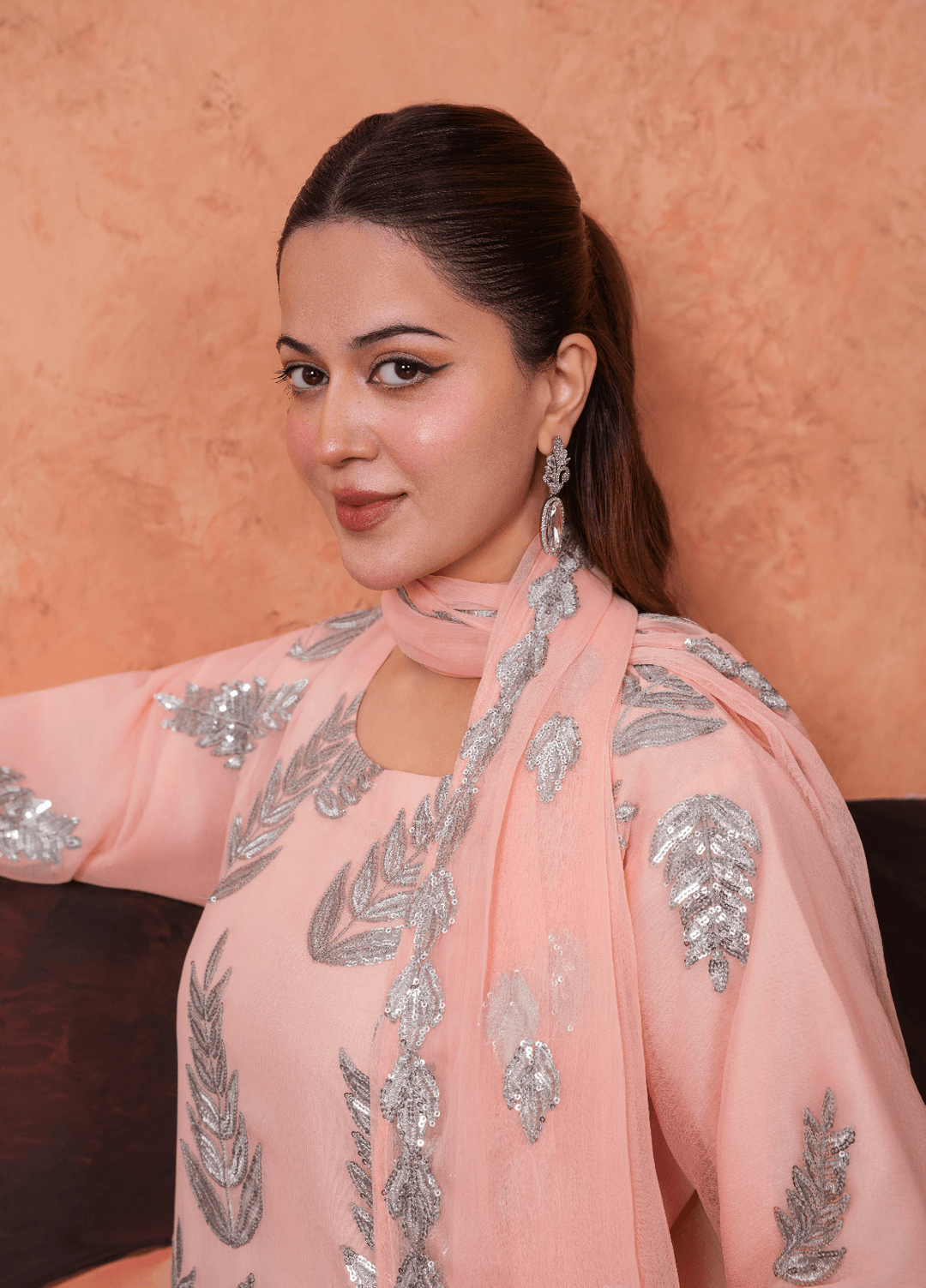 Zarqash by Haniya Mahnoor Women RTW Embroidered Crinkle Chiffon 3 Piece Suit Roshni - Festive Collection